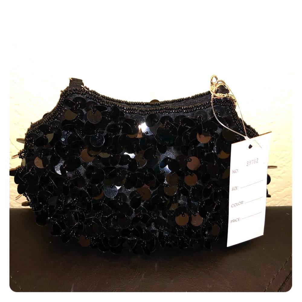 Black sequin clutch purse small